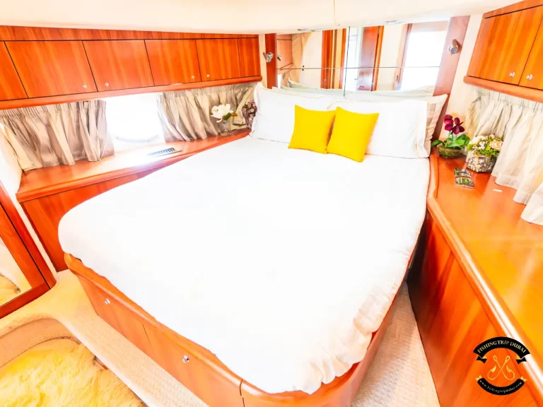 fishing trip Dubai. Sunseeker 70 ft bedroom 1 corner right side.